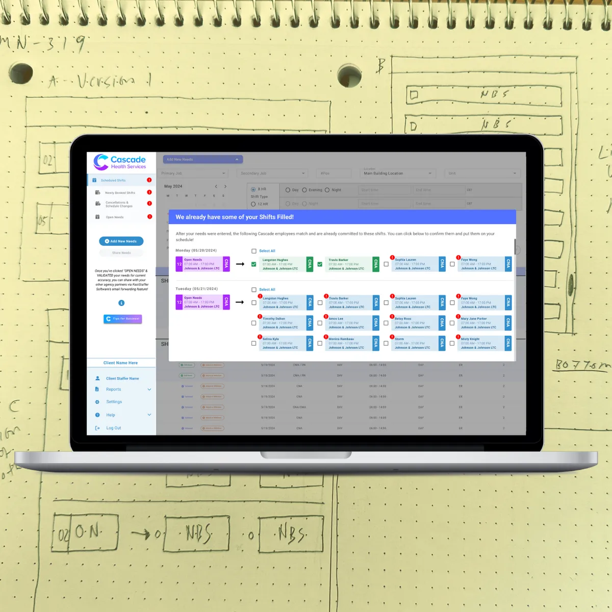Client portal: booked shift approval